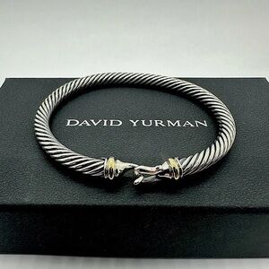 David Yurman Silver Cable Bracelet with Gold Accents